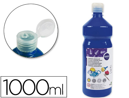 Témpera líquida Liderpapel escolar 1000ml. azul marino